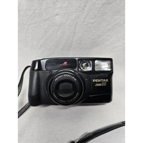 Pentax Zoom-90 Black Tele-Macro Auto Focus Point & Shoot Film Camera With Case - Picture 5 of 16